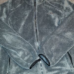 Grey fuzzy Northface Jacket